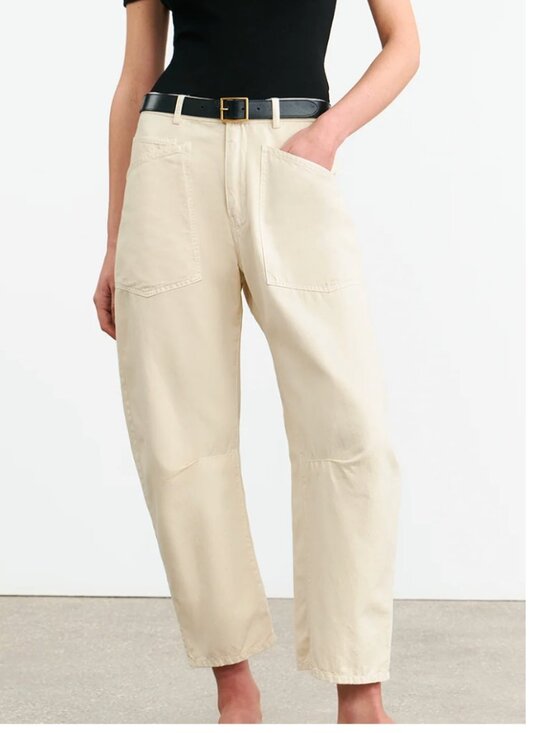 Nili Lotan Pants - NILLI LOTAN SHON LINEN BARREL PANT in STONE  2